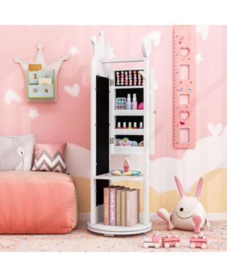 Princess Vanity Table and Stool Set with Jewelry Cabinet and Full-Length Mirror