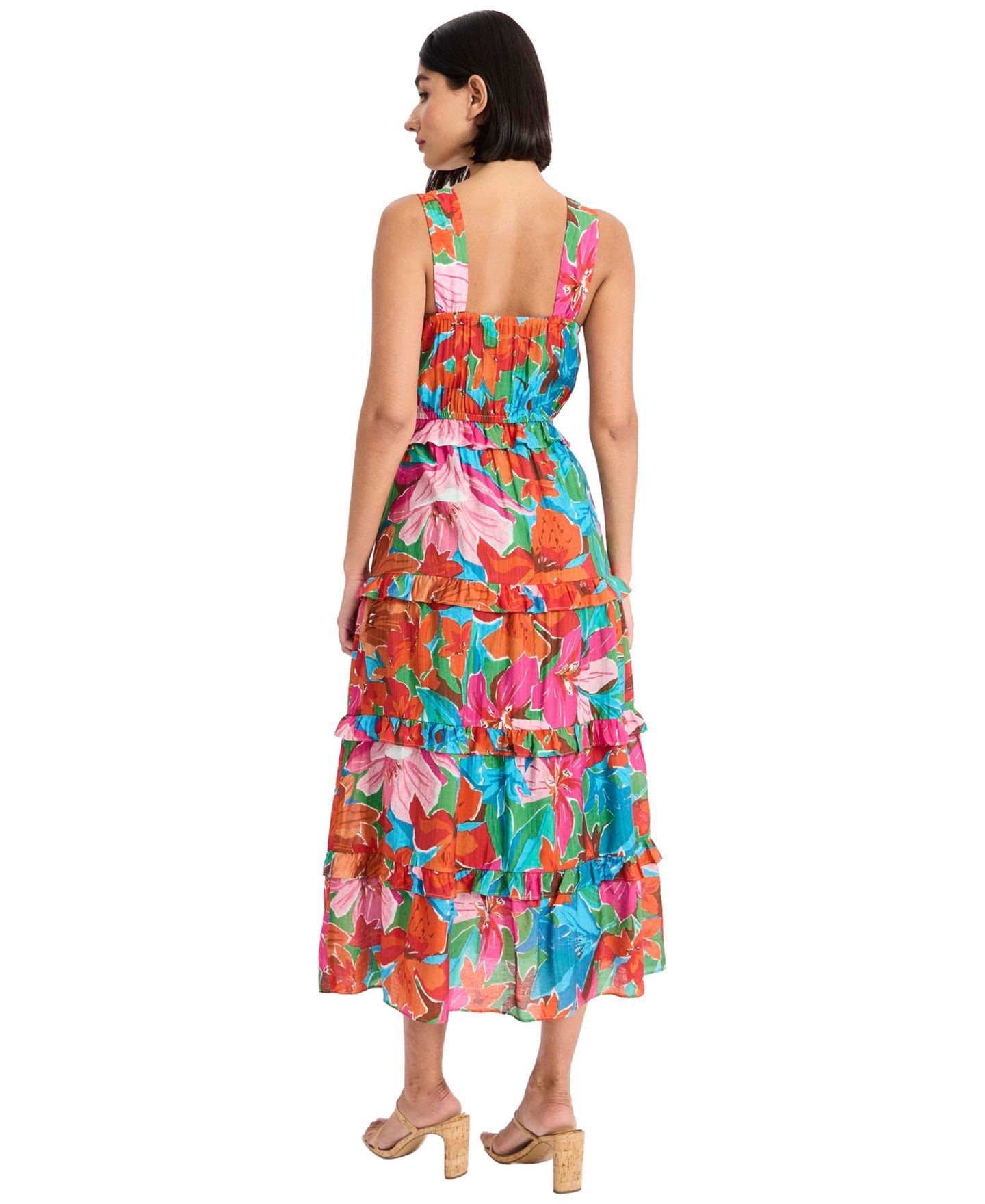 Женское платье Maggy London Sleeveless Tiered Midi, цвет: Зелёный — фото 4