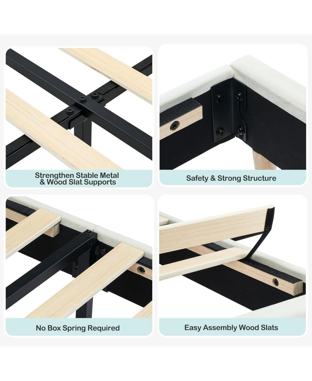gaomon Bed Frame Bookcase Headboard Upholstered Platform No Box Spring Wooden Slats Support