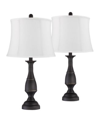 Ben Rustic Farmhouse Table Lamps 25" High Set of 2 Bronze Metal Drum Shade for Bedroom Living Room Bedside Nightstand
