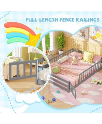 Kids House Bed Frame with Safety Guardrails