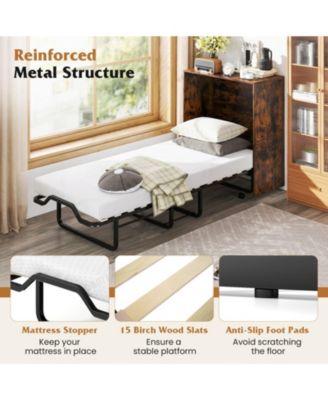 Cot Size Foldable Murphy Bed Cabinet with Lockable Wheels