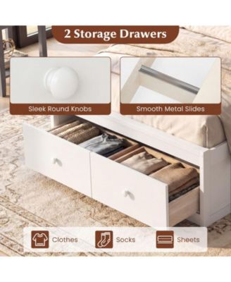 Twin Solid Wood Platform Bed Frame with Storage Drawers and Headboard