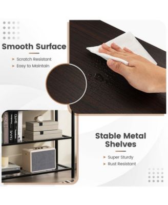 39.5 in Narrow Entryway Console Table with 2 Drawers and Metal Shelves