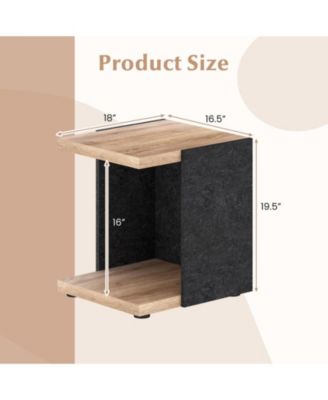 16.5 in Mid-Century 2-Tier End Table with Open Storage Shelf, Oak