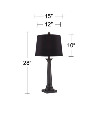 Dolbey 28" Tall Tapered Column Farmhouse Rustic Table Lamps Set of 2 Bronze Finish Metal Shade Bedroom
