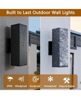 2-Pack Dusk to Dawn Outdoor Wall Sconce, Square Sensor Light for Porch Patio Garage