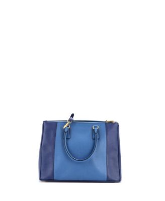 Medium Bicolor Double Zip Lux Tote Saffiano Leather