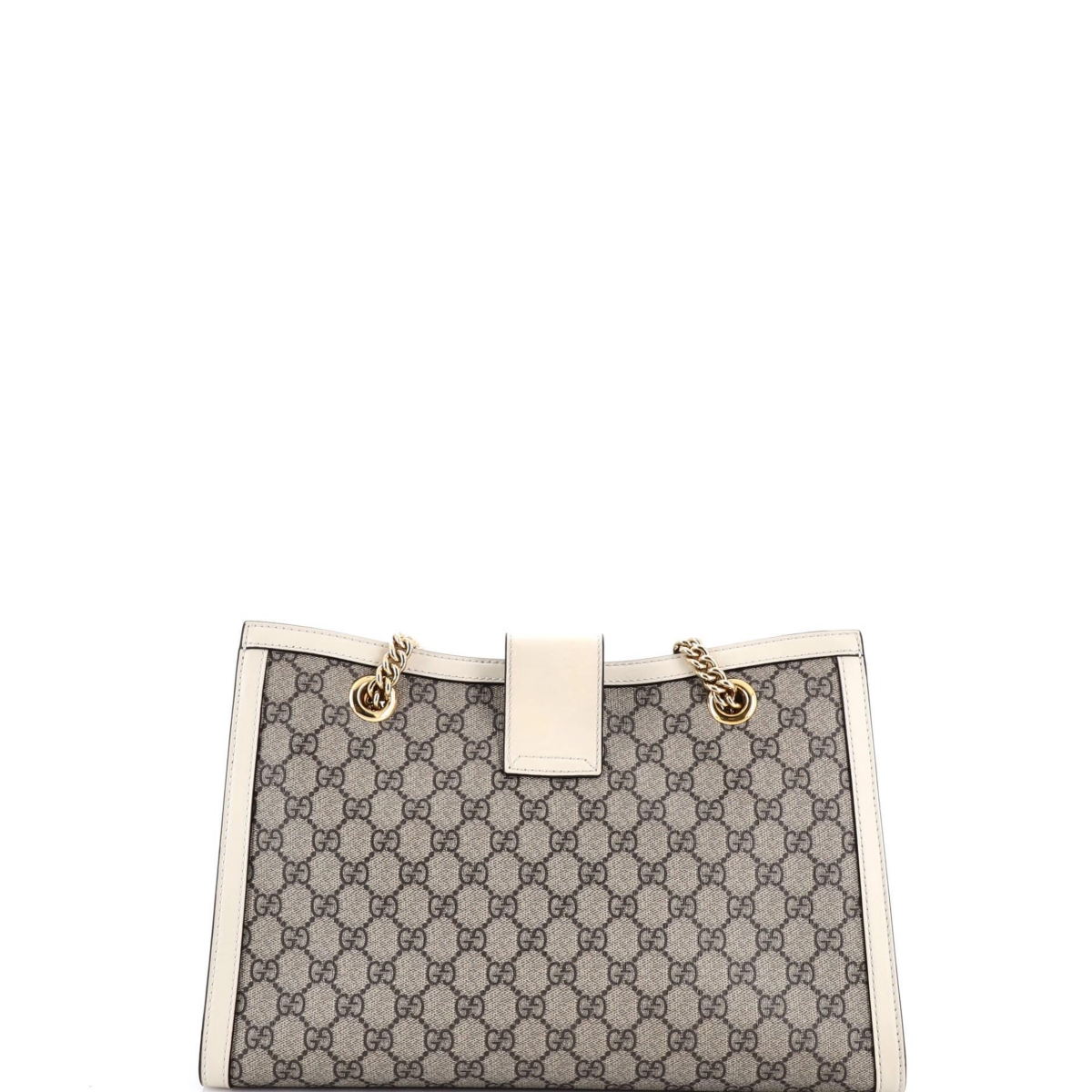 Pre-Owned Gucci Medium Padlock Chain Tote Gg Coated Canvas with Leather