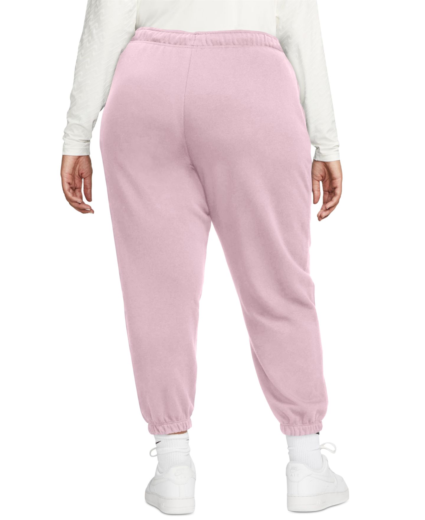 Женские брюки Nike Plus Size Sportswear Club Fleece Mid-Rise Oversized Sweatpants, цвет: Розовый пенный / Белый — фото 3