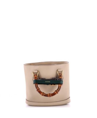 Small Diana Bamboo Handle Round Tote Leather