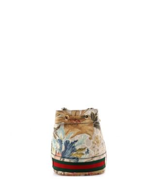 Mini Ophidia Bucket Bag Water Flora GG Coated Canvas