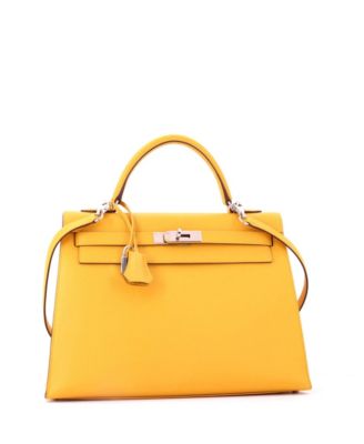 Kelly 32 Handbag Yellow Epsom with Palladium Hardware