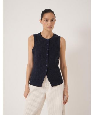 Women's Textured Sleeveless Button Through Top