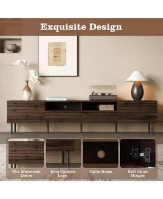 78.7 Inch Rustic TV Stand for TVs , Wood Media Console Entertainment Center with 2 Doors, Drawers and Open Shelves for Living Room