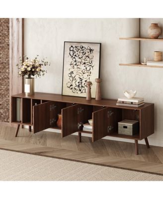 70" TV Stand for TVs , Media Console Table with 3 Doors and Vertical Open Shelves, Modern Entertainment Center for Living Room