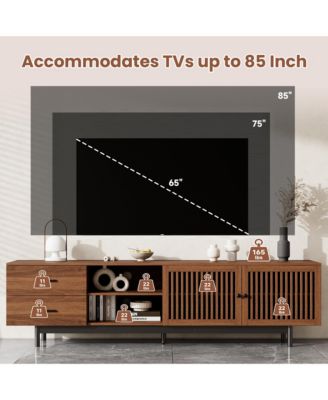 78 inch TV Stand for TVs, Walnut Media Console Table, Entertainment Center with Deep Drawers and Cable Management for Living Room