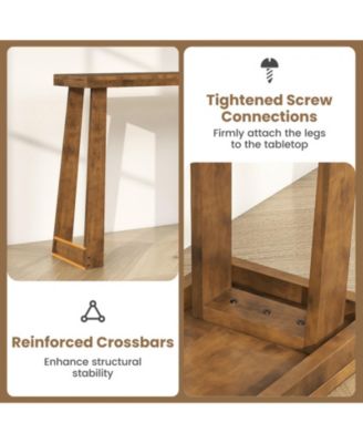 43 in Solid Rubber Wood Narrow Console Table with 2 in Thick Tabletop