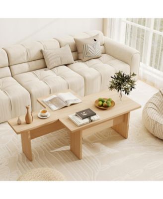 Modular L-Shaped Coffee Table Set of 2 with Multiple Configurations