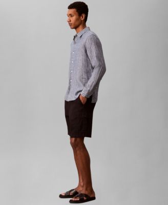 Men's Yarn-Dyed Pinstripe Linen Classic Shirt