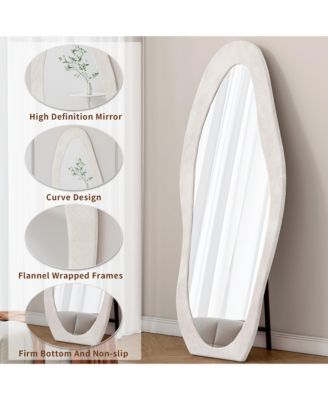 63"x24" Irregular Wavy Full-Length Mirror, Flannel Wood Frame