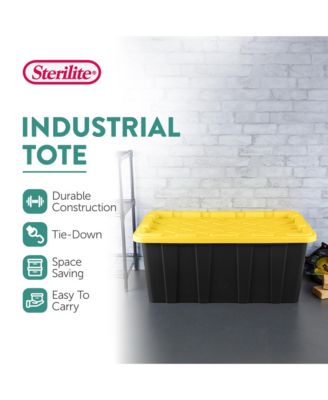 38 Gallon Industrial Stackable Storage Tote Lidded Containers, 8 Pack