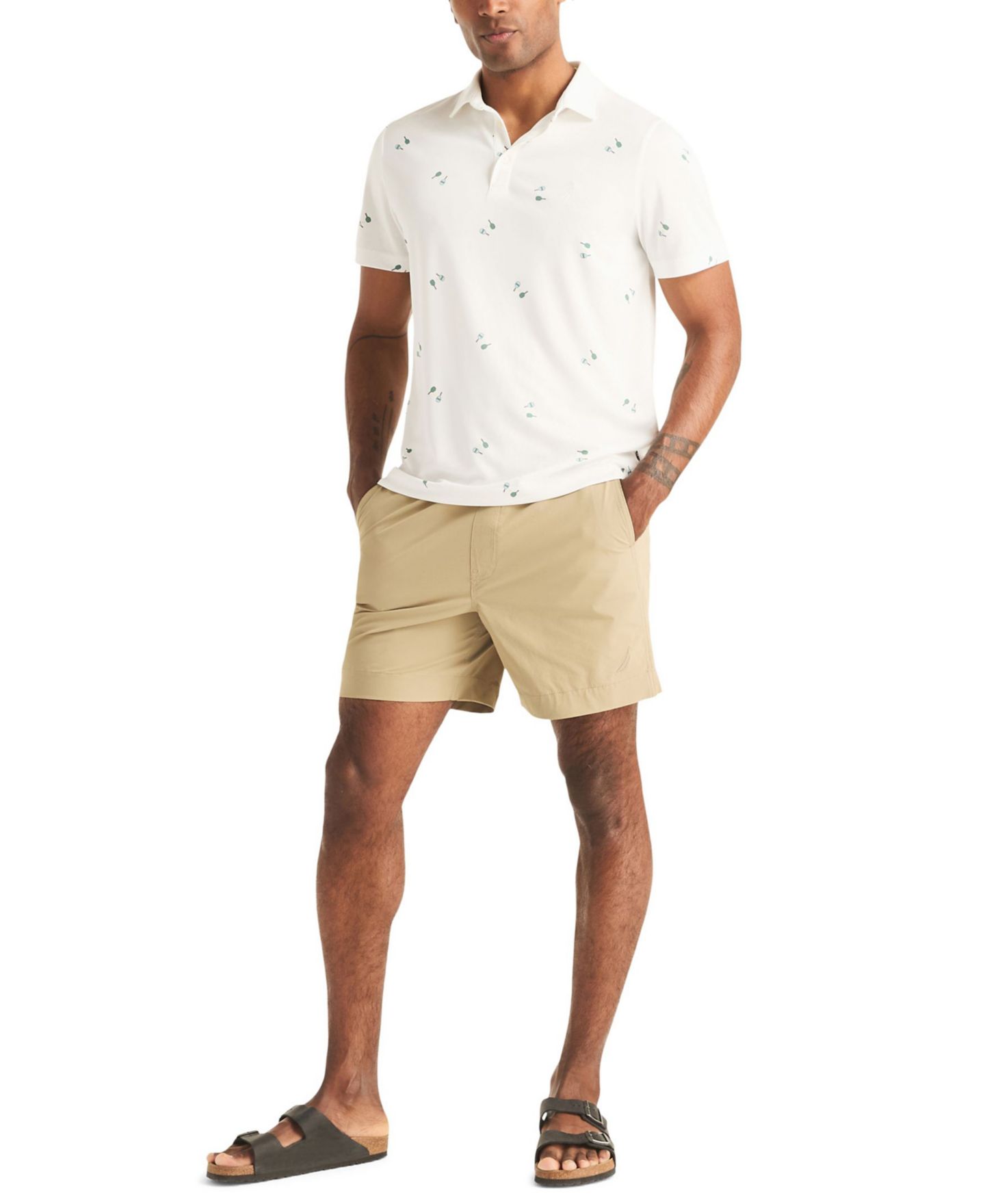 Мужское поло Nautica Paddle Print Golf Polo Shirt, цвет: Молочный белый — фото 2