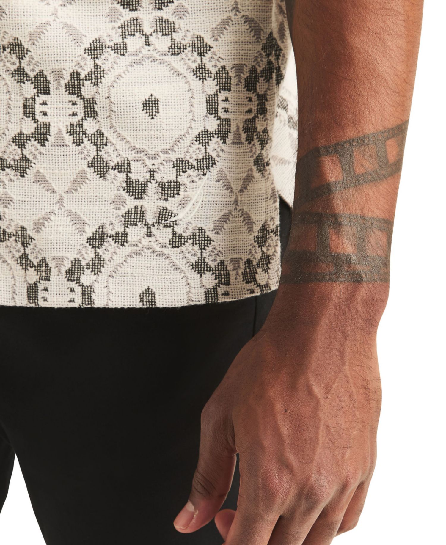 Men's Short-Sleeve Jacquard Knit Shirt