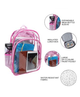 2-Piece 16" Kids Clear Backpack and Lunch Box Set For School And Travel