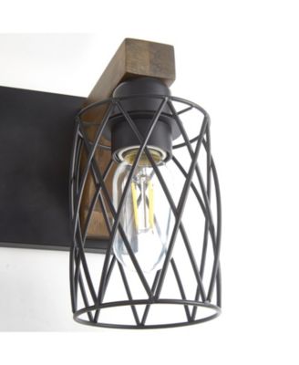 3-Light Farmhouse Bathroom Vanity Light, Rustic Wood and Metal Wall Sconce for Mirror