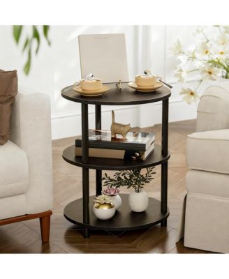 Small Round End Table 3 Tier Industrial Nightstand Side shelf Bedroom Living Room