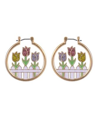 Tulip Theme Hoop Earrings