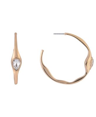 Hoops with Center Teardrop Stone