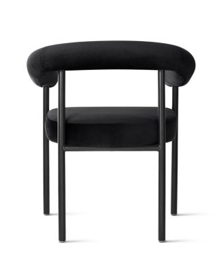 Set of 2 Velvet Upholstered Dining Armchairs Curved Arms Metal Frame