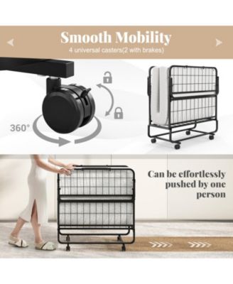 Twin Rollaway Guest Folding Bed with Memory Foam Mattress