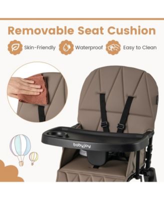 Compact Baby High Chair with Removable Tray and PU Cushion