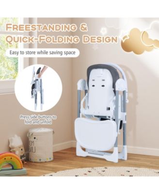Foldable Baby High Chair with Adjustable Height and Reclining Seat