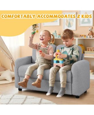 Two Seat Kids Sofa with Soft Upholstery and Wooden Frame