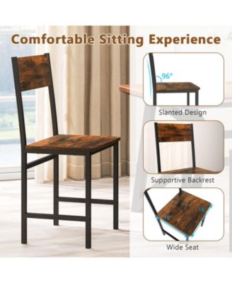 Dining Chairs Set of Four with Metal Legs and Slanted Back