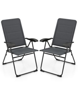 Two Piece Outdoor Folding Patio Chairs with Adjustable Backrest