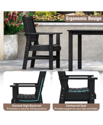 Set of Two Patio Dining Chairs with Wide Armrests
