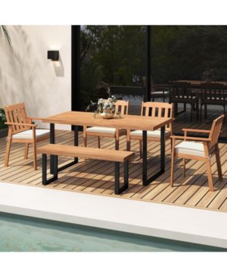 Two Piece Patio Dining Chairs with Acacia Wood Construction