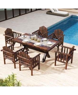 Outdoor Wooden Patio Dining Chair with Armrests