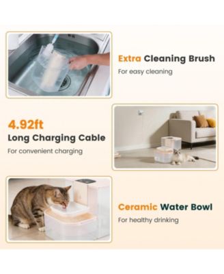 Zeus and Ruta Cordless Pet Water Fountain 4.5L Dual Tank Filtration Automatic Cat Dog Dispenser Easy Clean Design