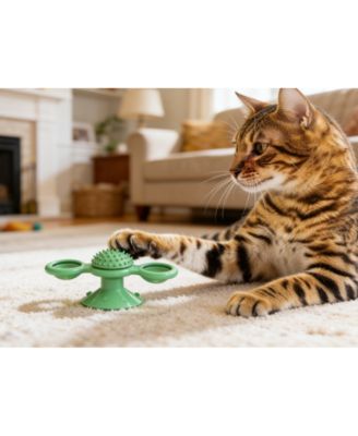 Zeus and Ruta Windmill Style Rotating Suction Cup Cat Toy Spinning Interactive Window Mounted Kitten Plaything
