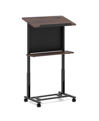 40.5-49 Inch Height Adjustable Rolling Podium Stand Lectern Table