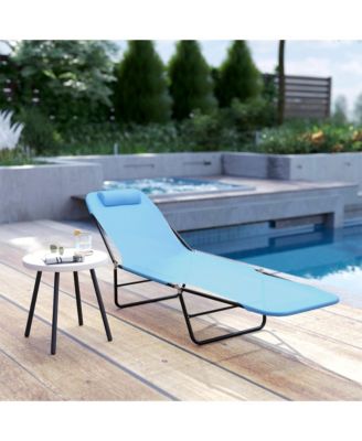 Foldable Reclining Pool and Beach Chair w/ Pillow,