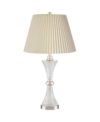 Luca Modern Table Lamps 25 1/2" High Set of 2 Twisted Glass with USB Charging Port Drum Shade for Bedroom Living Room Desk