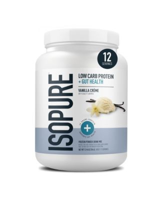 Isopure Low Carb Protein + Gut Health Powder, Vanilla Creme, 12 Servings
