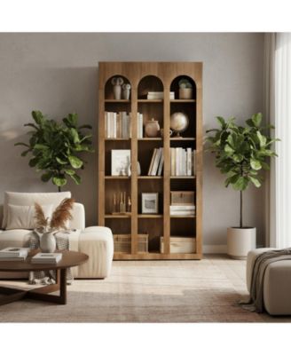 Vintage 5-Tier Arched Bookcase Open Storage Shelves for Living Room Bedroom Home Office